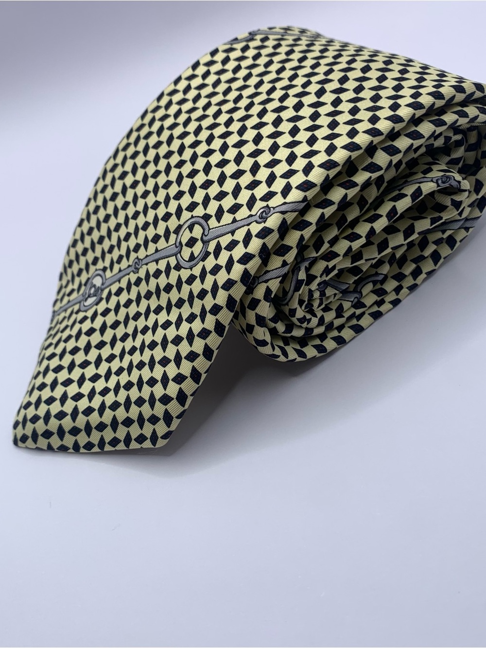Kelly 1 Yellow and Black Geometric Men's Tie with Chain Detail 0099 business